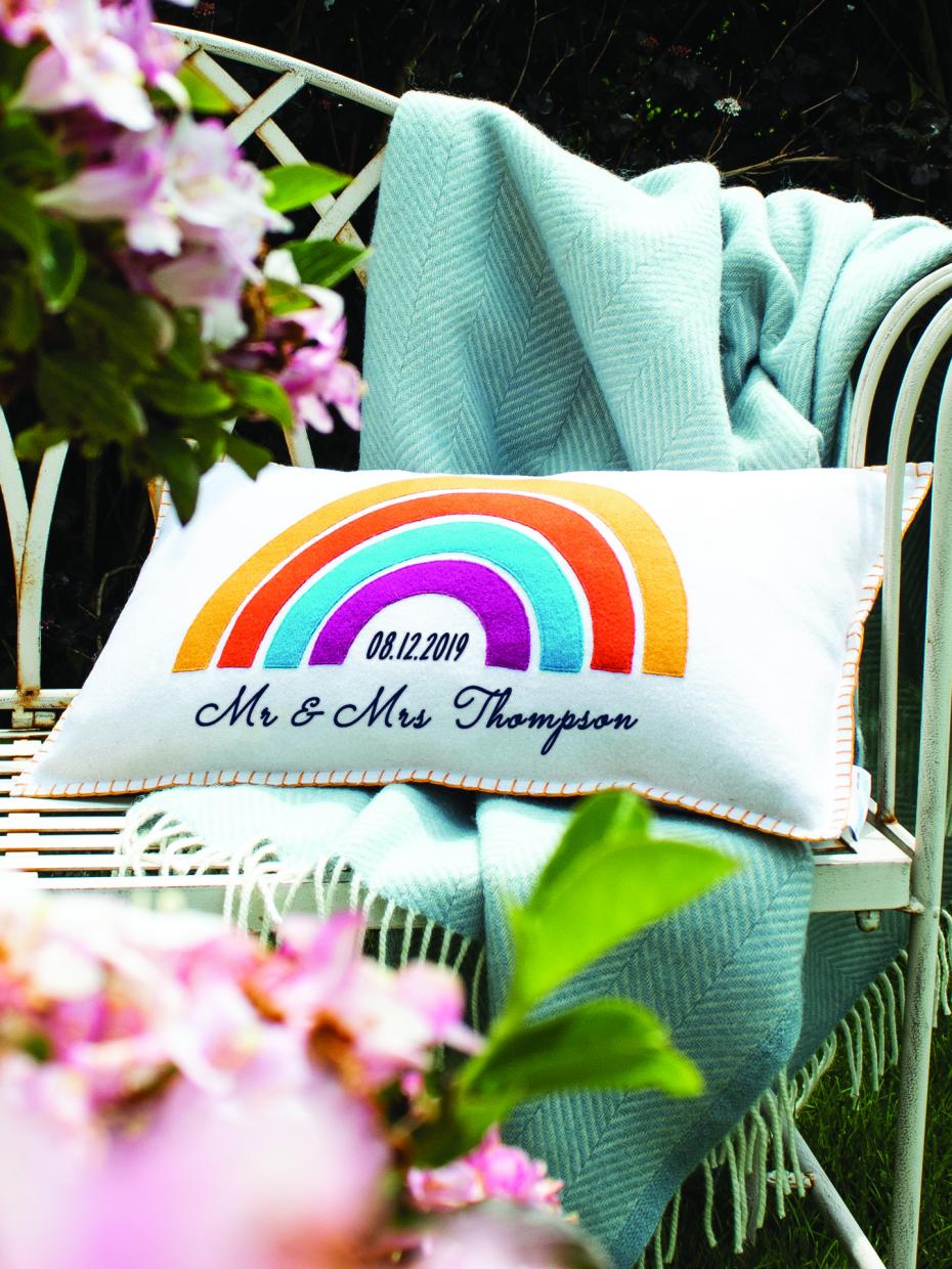 Personalised Handmade Felt Rainbow Cushion